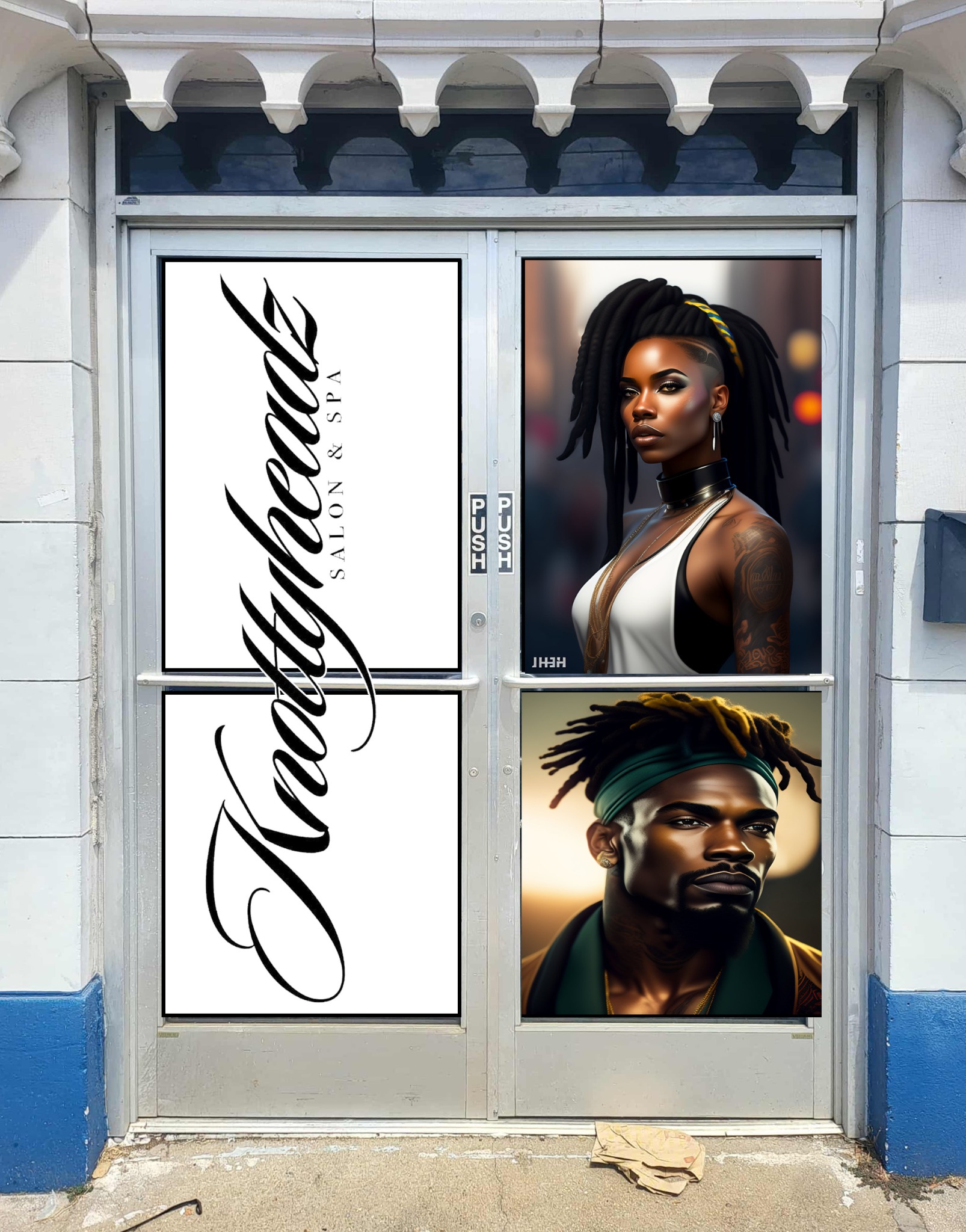 Custom Midtown Hair University window graphics by IMGraphics