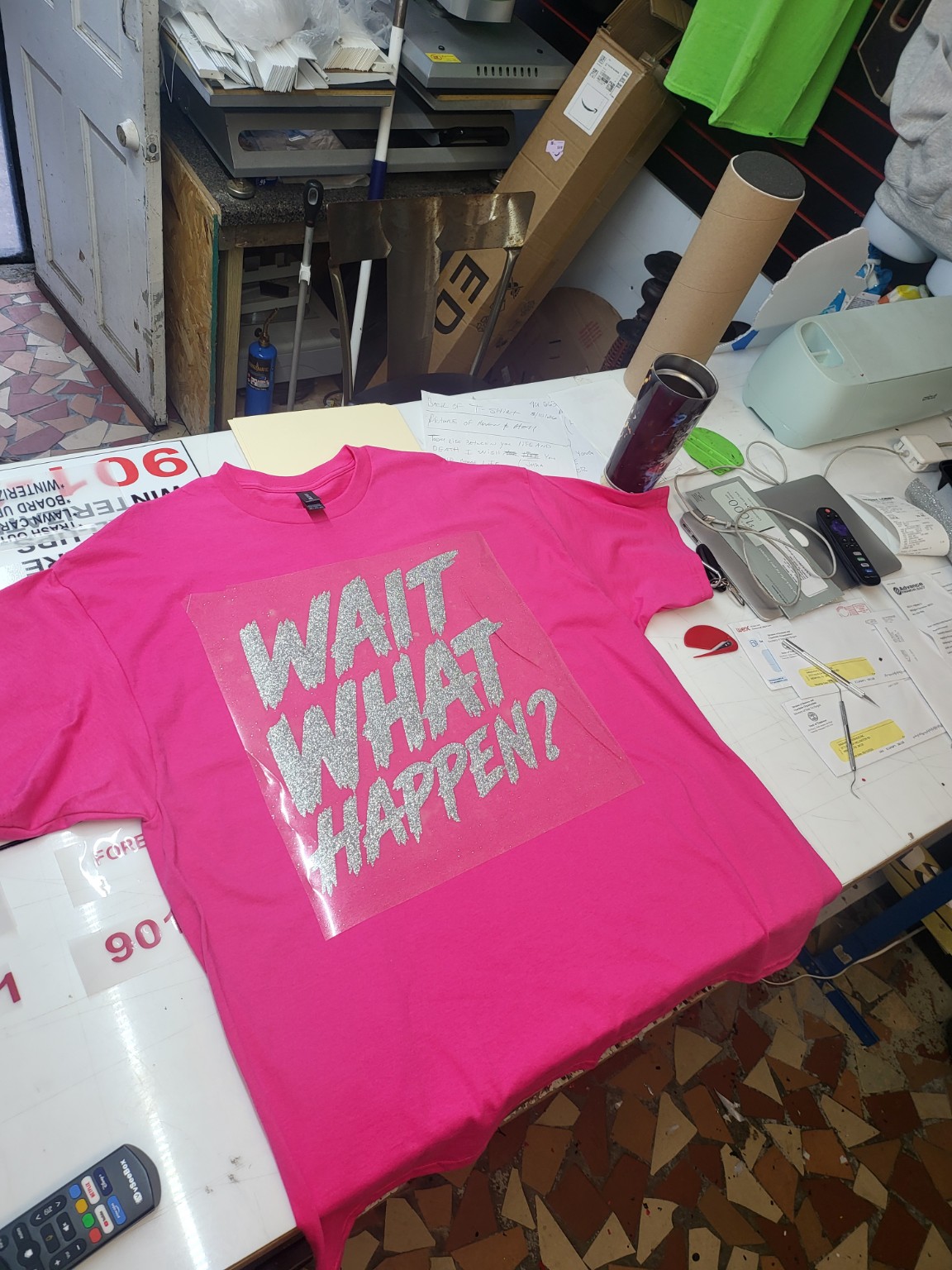 Bright pink custom statement T-shirt